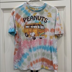 Peanuts VTG Tie Dye Snoopy & Woodstock VW Van Microbus Shirt Adult Size Large